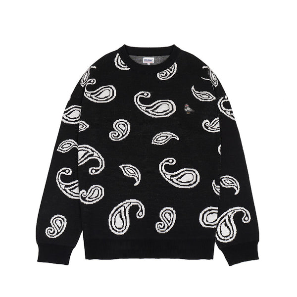 Hooligans Knit Sweater Carles Paisley Black