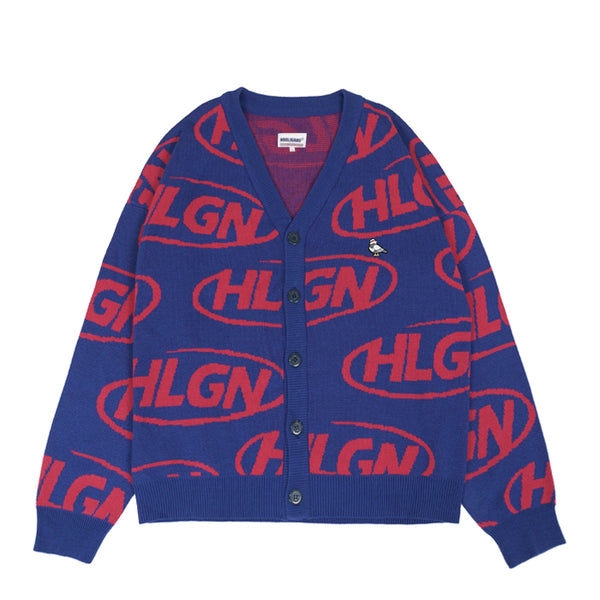 Hooligans Knit Sweater Cardigan Vortex Blue Pink