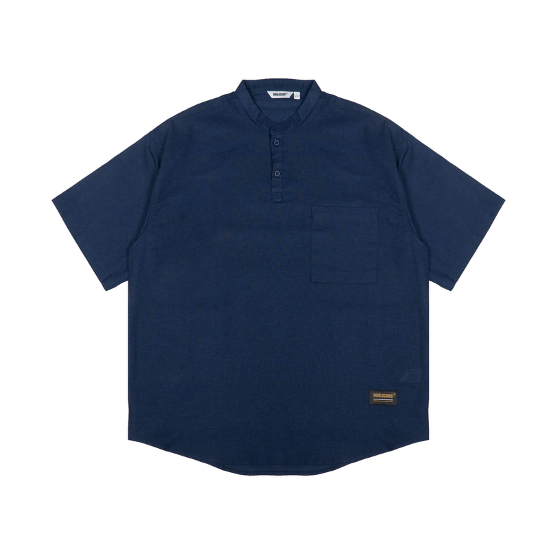 Hooligans Kemeja Koko SS Boxy Oversized Zizou - Navy