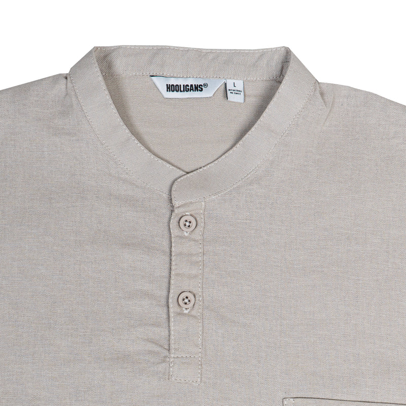 Hooligans Kemeja Koko SS Boxy Oversized Zizou - Soft Beige